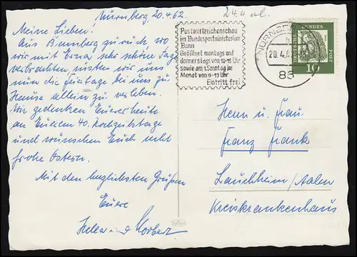 AK Karikatur Kinder Instrumente Flöte Ziehharmonika Bank, Nürnberg 20.4.1962