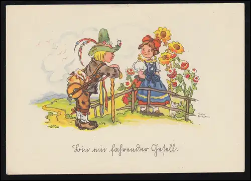 AK Caricature Enfants Liesel Lauterborn Wandersmann fille costumes, inutilisé