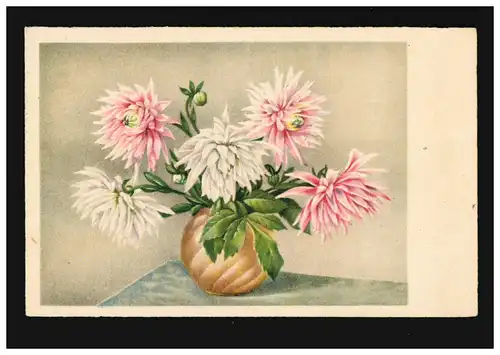 AK Fleurs Autruche Vase Astern blanc rose, Brême 17.10.1941