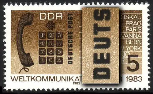 2770I Année de communication mondiale 5 Pf: U en DEUTSCHE biseautée à gauche, case 6 **