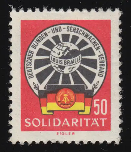 DDR: marque de donation SOLIDARITÉ Association des aveugles et des malvoyants 50 pf., **