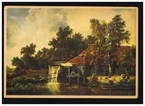 Agriculture Watermolen moulin à eau rivière Meindert Hobbema peintre, inutilisé