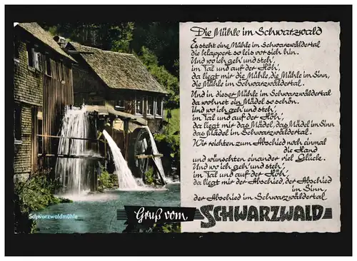 Landwirtschaft Schwarzwaldmühle Bach Mühlrad Gruß vom Schwarzwald, ungebraucht