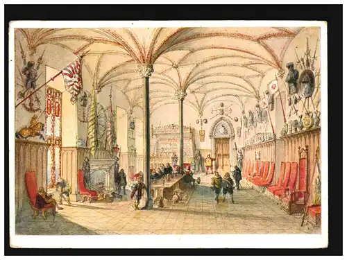 AK Château de Stolzenfels Grand Salle de Chevaliers Scheuren, Poste de Champ, Coblence 6.11.1942