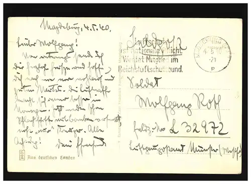 AK Magdeburg Adolf Mittag See, Luftschutz, Feldpost, Magdeburg 4.5.1940