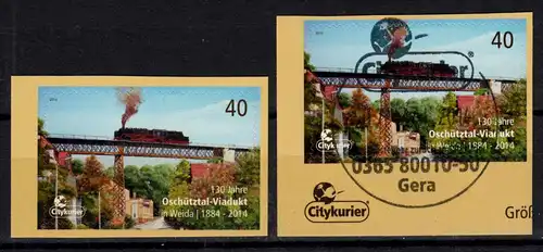 Poste privé City Courrier Gera Oschütztal-Viaduct Pont ferroviaire, Set ** et O