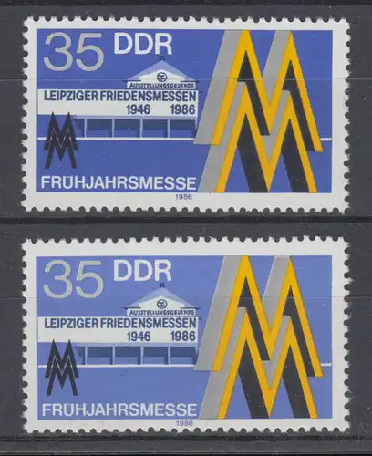 3003 Leipziger Messe 35 Pf. Farbvarianten-Paar vom Hintergrund **