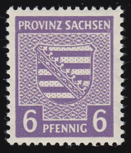 SBZ 76Ya Provinzwappen 6 Pf, Wz.1Y, grauviolett, gezähnt, ** geprüft