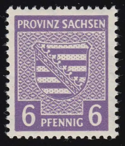 SBZ 76Ya Provinzwappen 6 Pf, Wz.1Y, grauviolett, gezähnt, ** geprüft