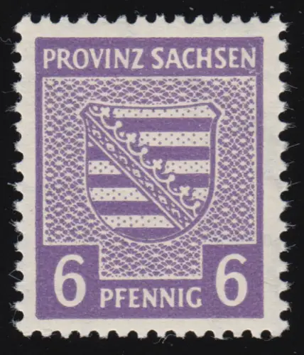 SBZ 76Ya Provinzwappen 6 Pf, Wz.1Y, grauviolett, gezähnt, ** geprüft