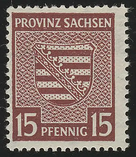 SBZ 80Yb Provinzwappen 15 Pf, Wz.1Y, bräunlichkarmin, gezähnt, **