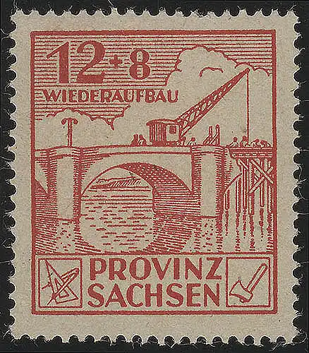 SBZ 88Aa Wiederaufbau 12 Pf, rot, gezähnt, **