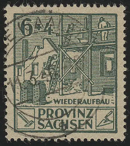 SBZ 87A Wiederaufbau 6 Pf, schwärzlichopalgrün, gezähnt, O