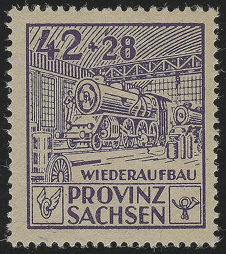 SBZ 89A Wiederaufbau 42 Pf, dunkelbläulichviolett, gezähnt, **