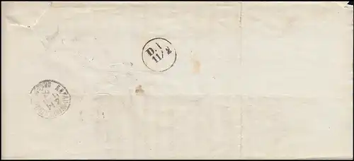 Frankreich Brief roter Barfreimachungs-Stempel 40, PARIS um 1863 in die Schweiz