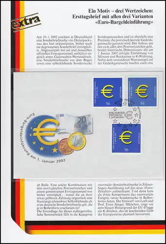 Sonderblatt Euro-Bargeldeinführung: USo 33/01 mit 2234+2236 Schmuck-FDC BERLIN