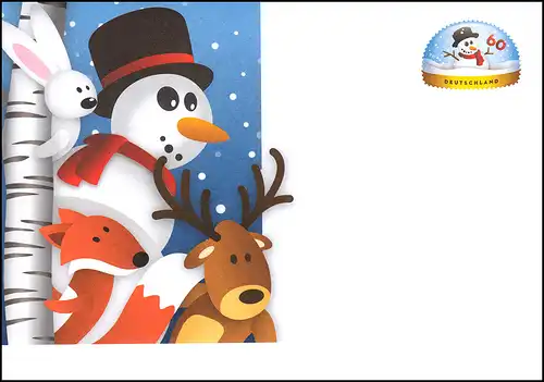 Lettre de plus USo 356/01 Winter Schneemann 2014 avec carte pliante, ** frais de port