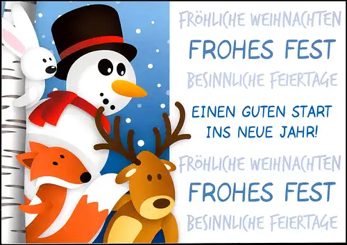 Lettre de plus USo 356/01 Winter Schneemann 2014 avec carte pliante, ** frais de port