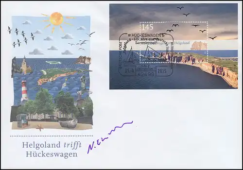 Block 77 Oiseaux Helgoland Bijoux lettre SSt HÜCKESWAGEN Autogramme Elsenbach