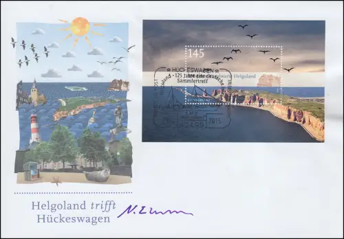 Block 77 Vogelwarte Helgoland Schmuck-Brief SSt HÜCKESWAGEN Autogramm Elsenbach