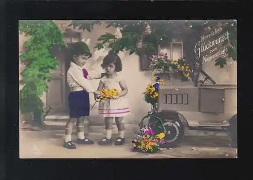 Félicitations pour les enfants Fête de voiture Fleur de la route Amberg 19.7.1934