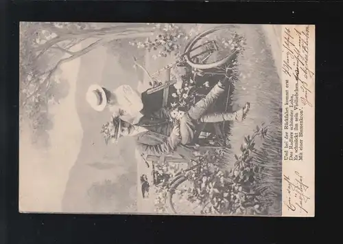 Straßenverkehr Fahrräder Rast Radler bei der Rückfahrt, Stettin /Kiel 20.5.1903