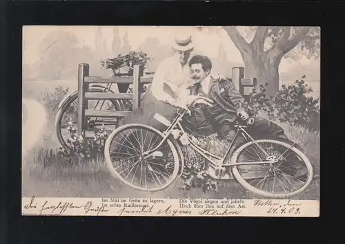 Straßenverkehr Radler Im Mai im Grün zu lagern, Stettin/Sonderburg 28.+29.4.1903