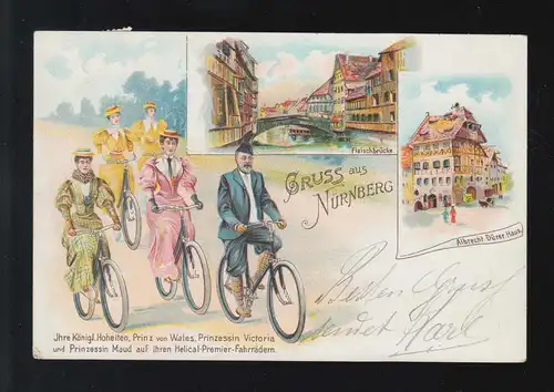 Straßenverkehr Prinz Wales Victoria Helical Fahrrad Nürnberg, Ruhrort 11.9.1899