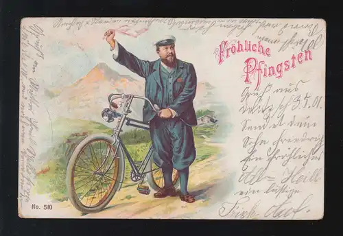 Straßenverkehr Fröhliche Pfingsten Radfahrer, Delitzsch /Itzenhof 4.+5.5.1901