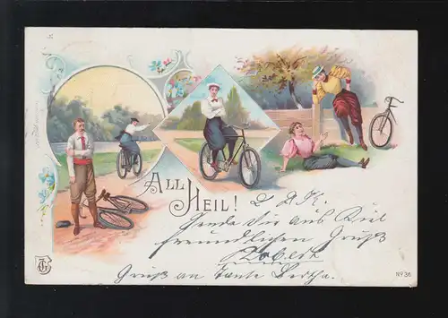 Straßenverkehr All Heil! Fahrradfahrer Frauen in Hosen, Kiel/Ruhrort 7.9.1899