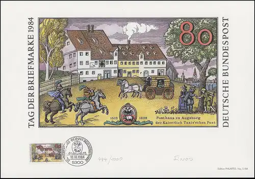 1229 Jour du timbre 1984, Conception: Nosbien de pêche, signé original