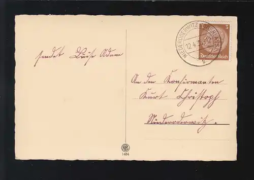 Konfirmation Herzliche Segenswünsche Junge Bibel Anzug, Niederoderwitz 12.4.1935