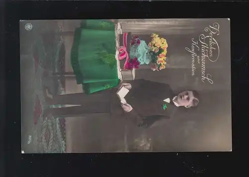 Confirmation Félicitations Jeune costume coloré, Grosschönau 12.3.1935