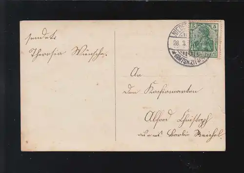 Confirmation des meilleurs vœux Croix Jésus Eglise, Basse ou Basse-Witter 28.3.1915