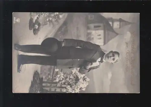 Confirmation Jeune Confession D'un Costume de bénédiction, Bas ou Bas 27.3.1915