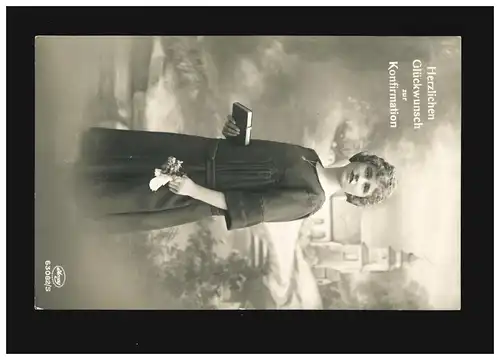 Konfirmation Herzlichen Glückwunsch Bibel Blumen Mädchen, Bern 9.10.1925