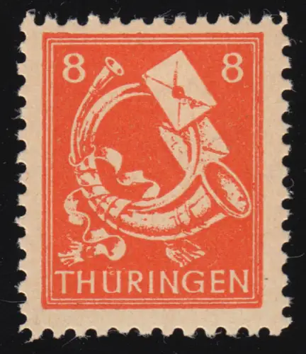 SBZ 96AXt Freimarke 8 Pf, rotorange bis gelblichrot, **