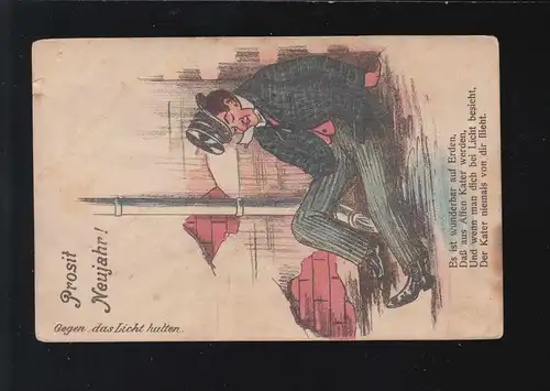 AK Caricature Prosit Nouvel An Il est merveilleux sur terre, inutilisé