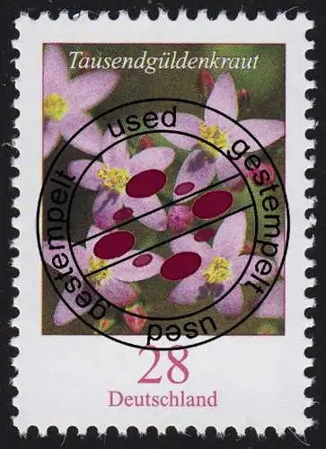 3088 Fleurs: Arrow-root de 28 cents, autocollant, O tamponné