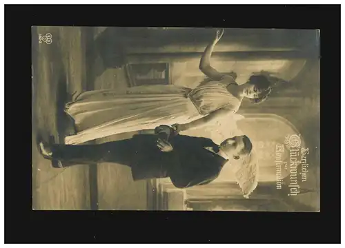 Confirmation Félicitations garçon dirigé par Engel Eglise, Holm 29.3.1918