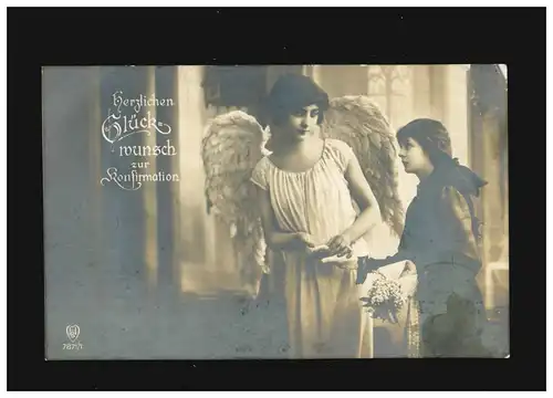 Confirmation Félicitations Angel Filles Eglise Fleurs Velbert 7.3.1918