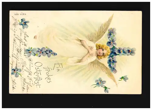 Ostern Ein frohes Osterfest Engel Kreuz Veilchen, Ilsenburg /Edemissen 11.4.1903