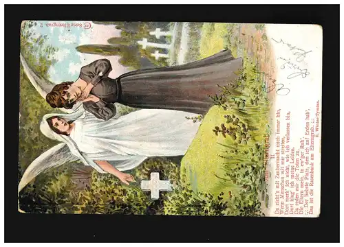 C'est la chanson populaire Sur la tombe des parents, Mme Engel, Cimetière 2.5.1904