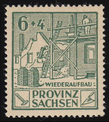 SBZ 87A Wiederaufbau 6 Pf, schwärzlichopalgrün, gezähnt, **