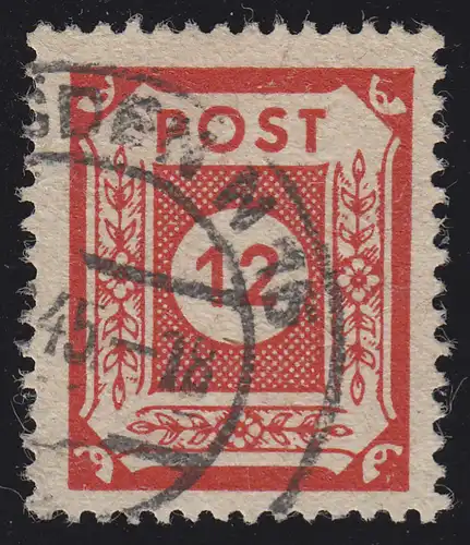 SBZ 60a chiffre 12 Pf, rouge orange tonalités, O