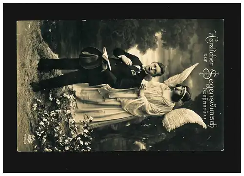 Confirmation Garçon avec Ange protecteur Bénédictions, Salzwedel 30.3.1928