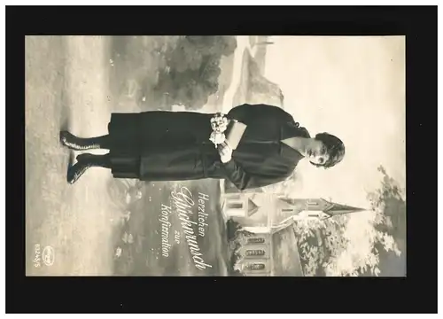 Confirmation jeune fille Félicitations église du village Fête des fleurs, Tönisheide 27.3.1926