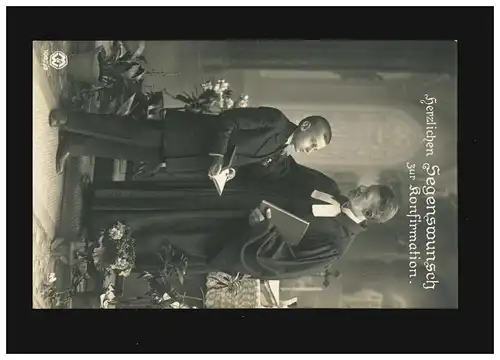 Konfirmation Segenswunsch Junge Pfarrer Altar Bibel, Altikon (Schweiz) gelaufen