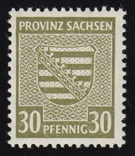 SBZ 83Xa Provinzwappen 30 Pf, Wz.1X, dunkeloliv, gezähnt, **