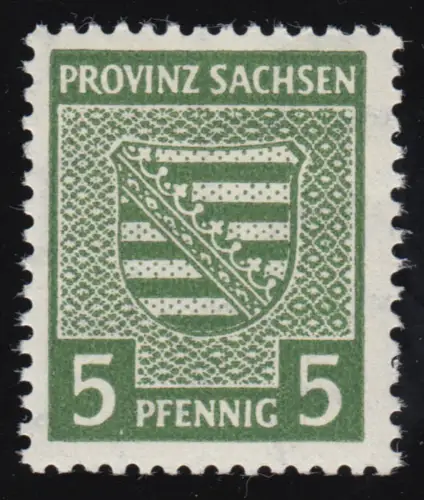 SBZ 75Xa Armoiries provinciales 5 Pf, Wz.1X, vert olive, dencié, **